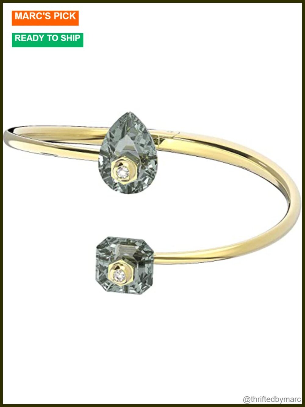 Gold Finish Crystal Bangle Bracelet - Swarovski Numina Collection